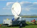 WA3LBI’s portable 2.4-meter dish on location in Delaware.